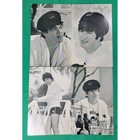 Lot of 4 Rare Beatles original U.K. Eskimo Foods trading cards 5.5" X 3.5" - Picture 1 of 11